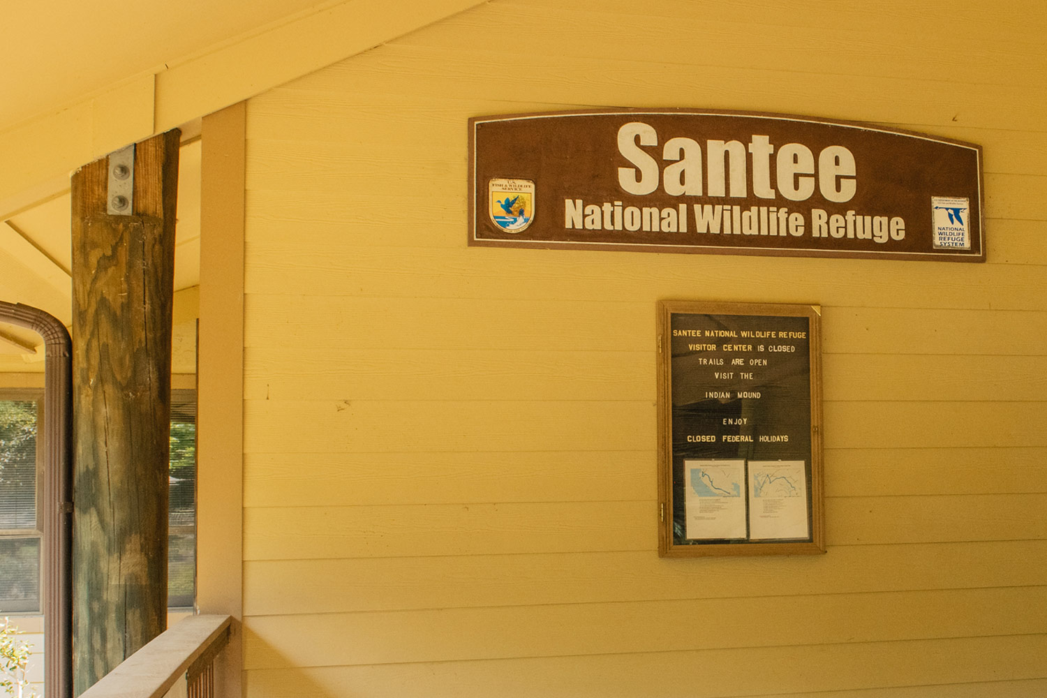Santee National Wildlife Refuge sign on building